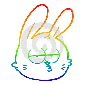 A creative rainbow gradient line drawing cartoon jaded rabbit face
