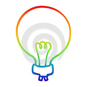 A creative rainbow gradient line drawing cartoon light bulb