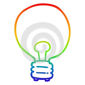 A creative rainbow gradient line drawing cartoon light bulb