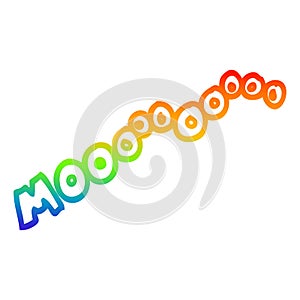 A creative rainbow gradient line drawing cartoon moo noise