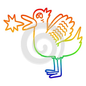 A creative rainbow gradient line drawing cartoon quacking duck