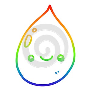 A creative rainbow gradient line drawing cartoon raindrop