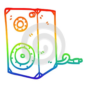 A creative rainbow gradient line drawing cartoon speaker box