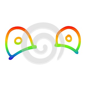 A creative rainbow gradient line drawing cartoon staring eyes