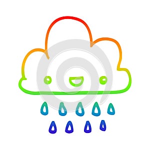 A creative rainbow gradient line drawing cartoon storm cloud
