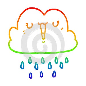 A creative rainbow gradient line drawing cartoon storm cloud