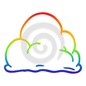 A creative rainbow gradient line drawing cartoon storm cloud