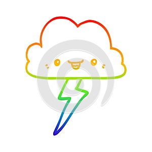 A creative rainbow gradient line drawing cartoon storm cloud