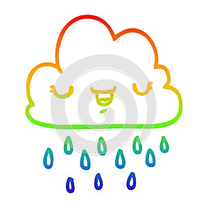 A creative rainbow gradient line drawing cartoon storm cloud