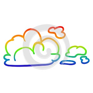 A creative rainbow gradient line drawing cartoon storm cloud