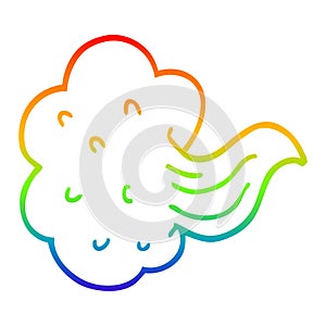 A creative rainbow gradient line drawing cartoon whooshing cloud