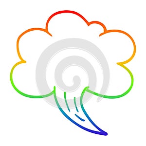 A creative rainbow gradient line drawing cartoon whooshing cloud