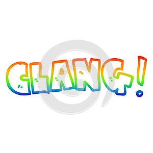 A creative rainbow gradient line drawing cartoon word clang