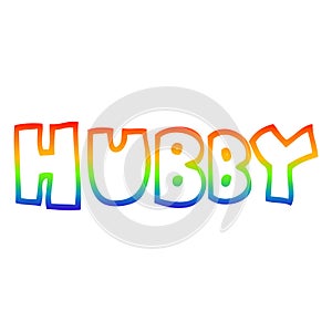 A creative rainbow gradient line drawing cartoon word hubby