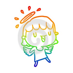 A creative rainbow gradient line drawing cute angel