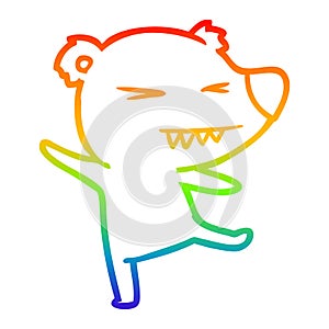 A creative rainbow gradient line drawing dancing polar bear cartoon