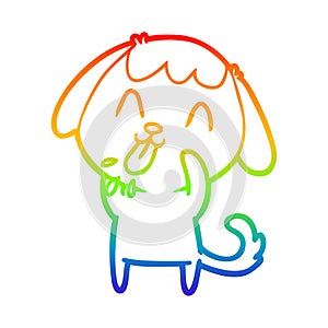 A creative rainbow gradient line drawing rude dog cartoon