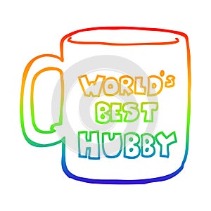 A creative rainbow gradient line drawing worlds best hubby mug
