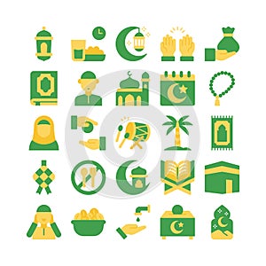 Creative ramadan icon collections in flat style design