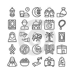 Creative ramadan icon collections in outline style design