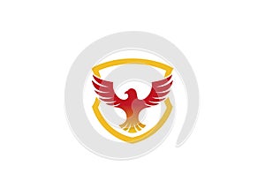 Creative Red Eagle Shield Logo