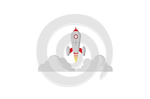 Creative Red Rocket Gray Cloud Smoke Logo