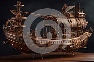 creative reimagining of viking ship, with steampunk-inspired design and modern elements