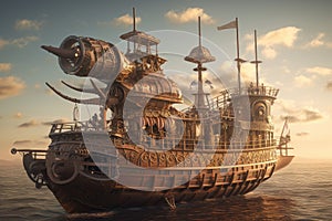 creative reimagining of viking ship, with steampunk-inspired design and modern elements