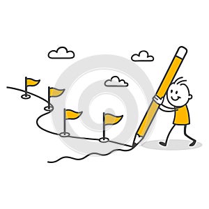 A creative representation of achieving goals through planning and determination