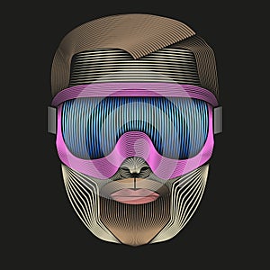 Creative Retro Artwork of symbol skier or