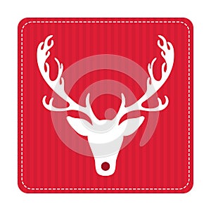 Creative retro Merry Christmas greeting card. Hipster funny deer