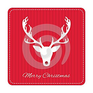 Creative retro Merry Christmas greeting card. Hipster funny deer