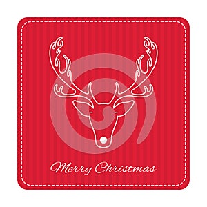 Creative retro Merry Christmas greeting card. Hipster funny deer