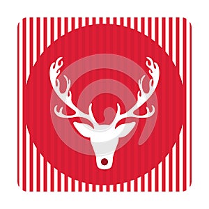 Creative retro Merry Christmas greeting card. Hipster funny deer