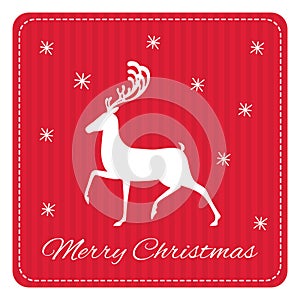 Creative retro Merry Christmas greeting card. Hipster funny deer