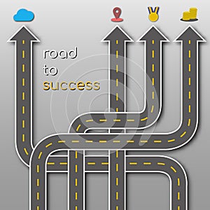 Creative road to success way arrow graphic design for advertisement and presentation, cover and timeline
