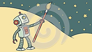 Creative Robot Painter Sketch Vector, vector design Generative AI