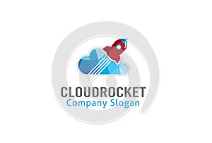 Cloud Rocket Logo Design Illustration