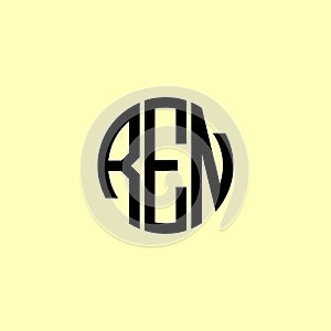 Creative Rounded Initial Letters REN Logo photo