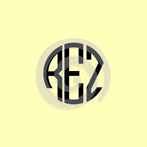 Creative Rounded Initial Letters REZ Logo photo