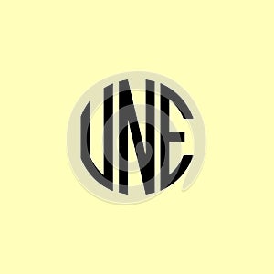 Creative Rounded Initial Letters UNE Logo photo