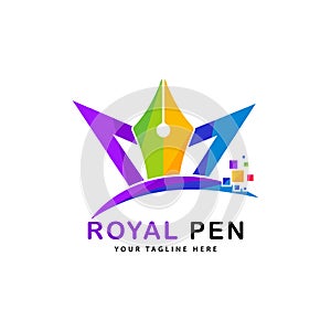 Creative Royal Pen Logo Vector Design. photo