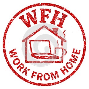 Creative rubber stamp design for work from home concept