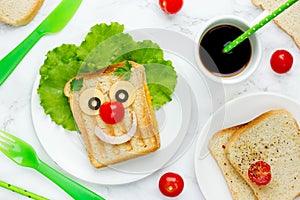 Creative sandwich for kids healthy and funny breakfast