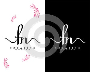 Creative script letter fn, nf logo design vector