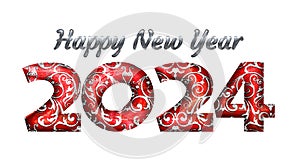 2024 Happy New Year scroll pattern numeral lettering photo