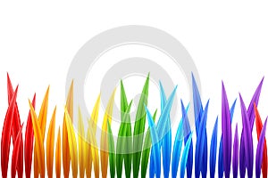 Creative seamless border pattern of bright grass of rainbow colors