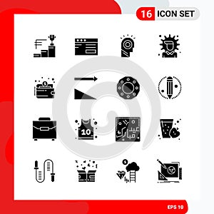 Creative Set of 16 Universal Glyph Icons isolated on White Background