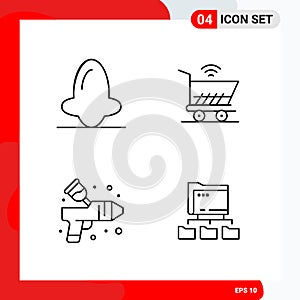 Creative Set of 4 Universal Outline Icons isolated on White Background