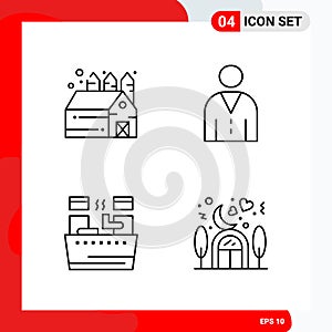 Creative Set of 4 Universal Outline Icons isolated on White Background